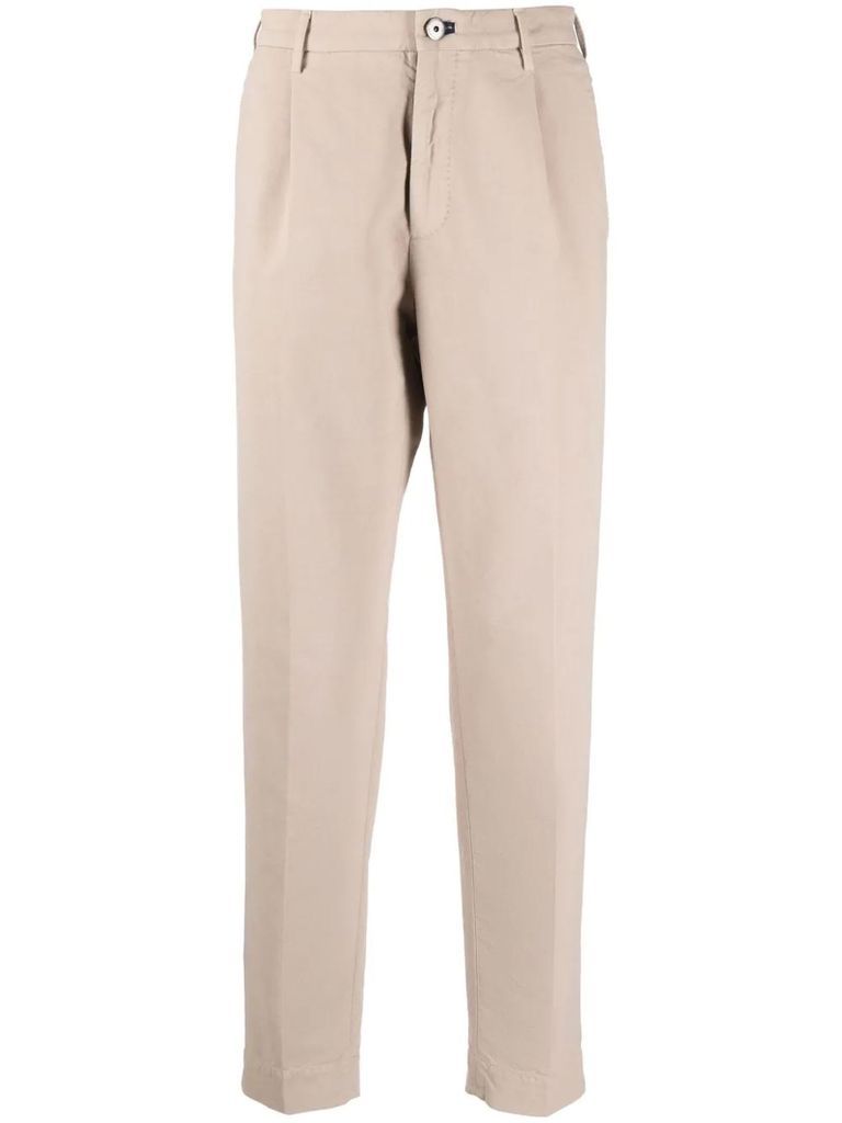 Beige Stretch-Cotton Trousers