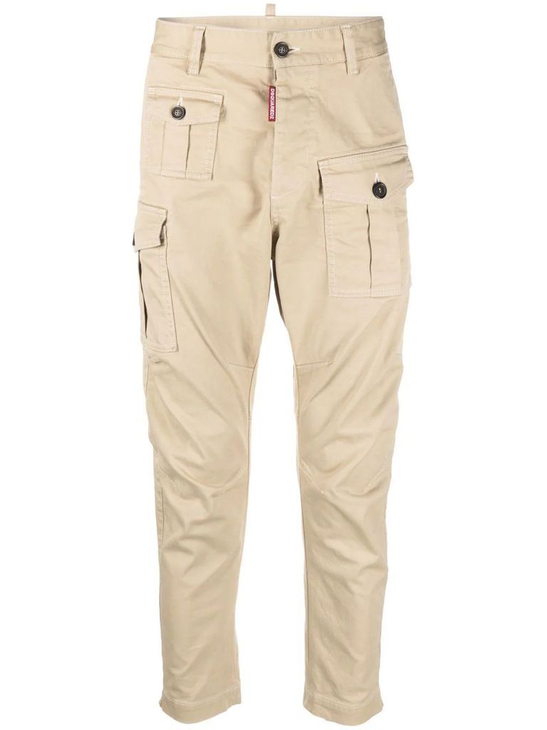 Beige Stretch-Cotton Trousers