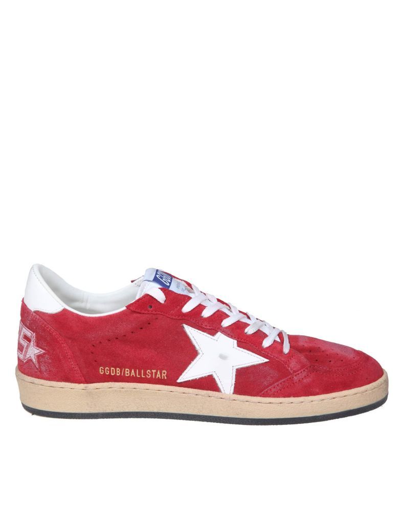 Ball Star Sneakers In Red And White Suede
