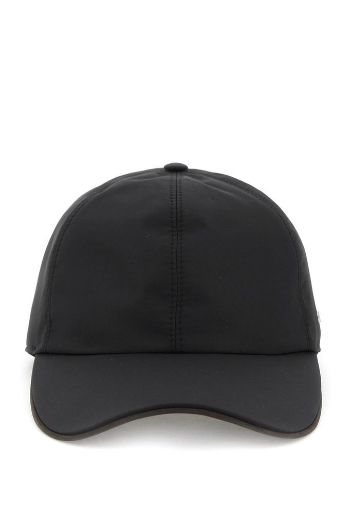 Baseball Cap With Leather Trim