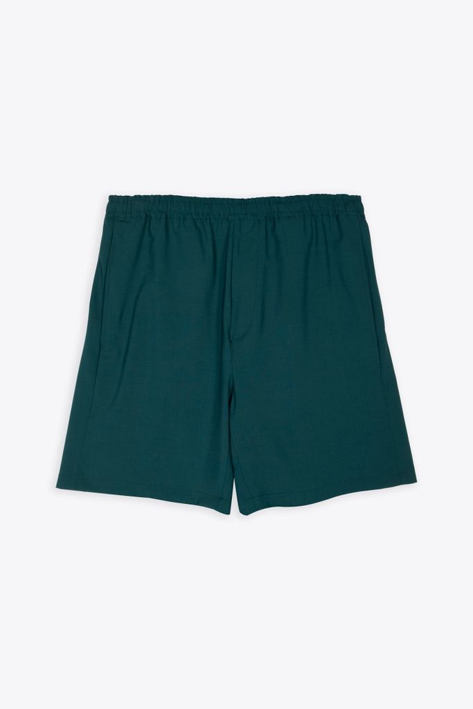 Bermuda Lana Tecnica Dark Green Wool Drawstring Shorts