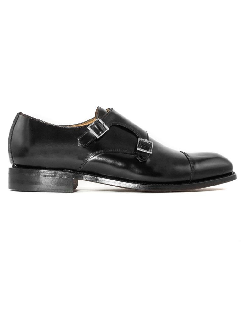 Berwick 1707 Black Leather Polished Monk Shoes