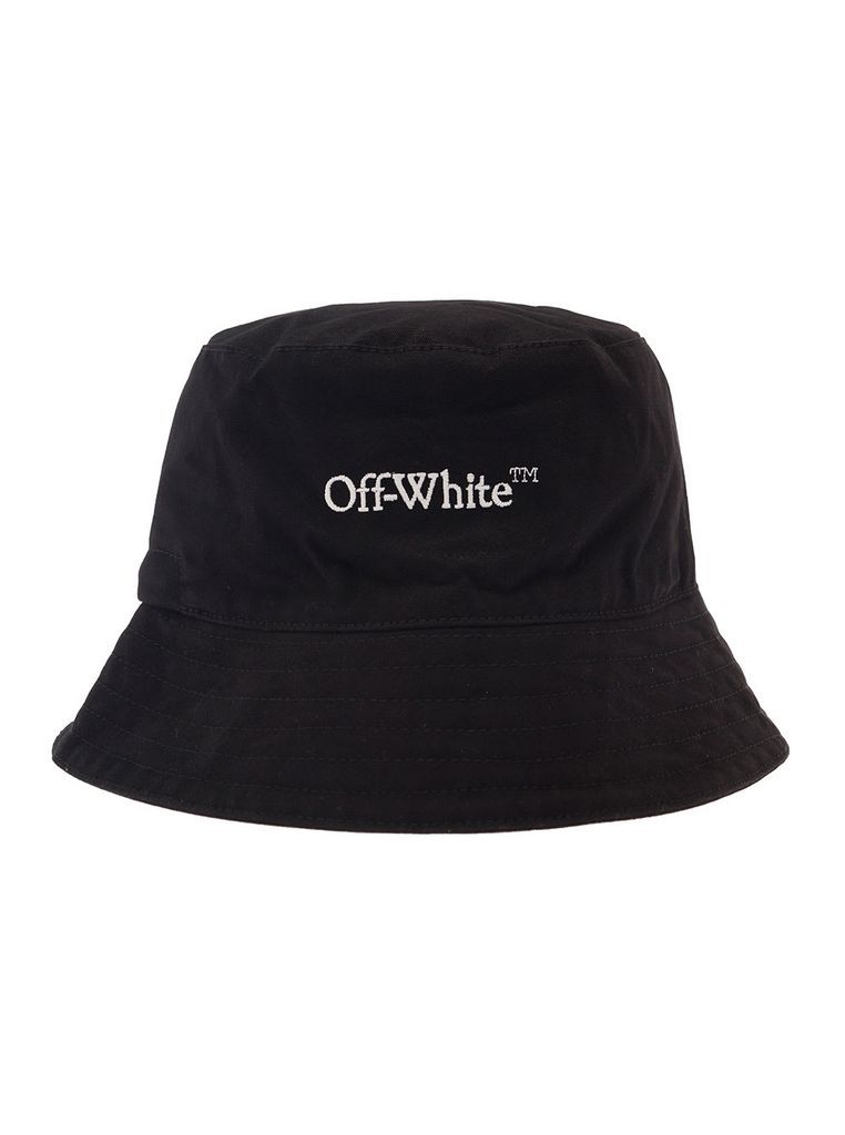 Black Bucket Hat With Contrasting Logo In Cotton Man