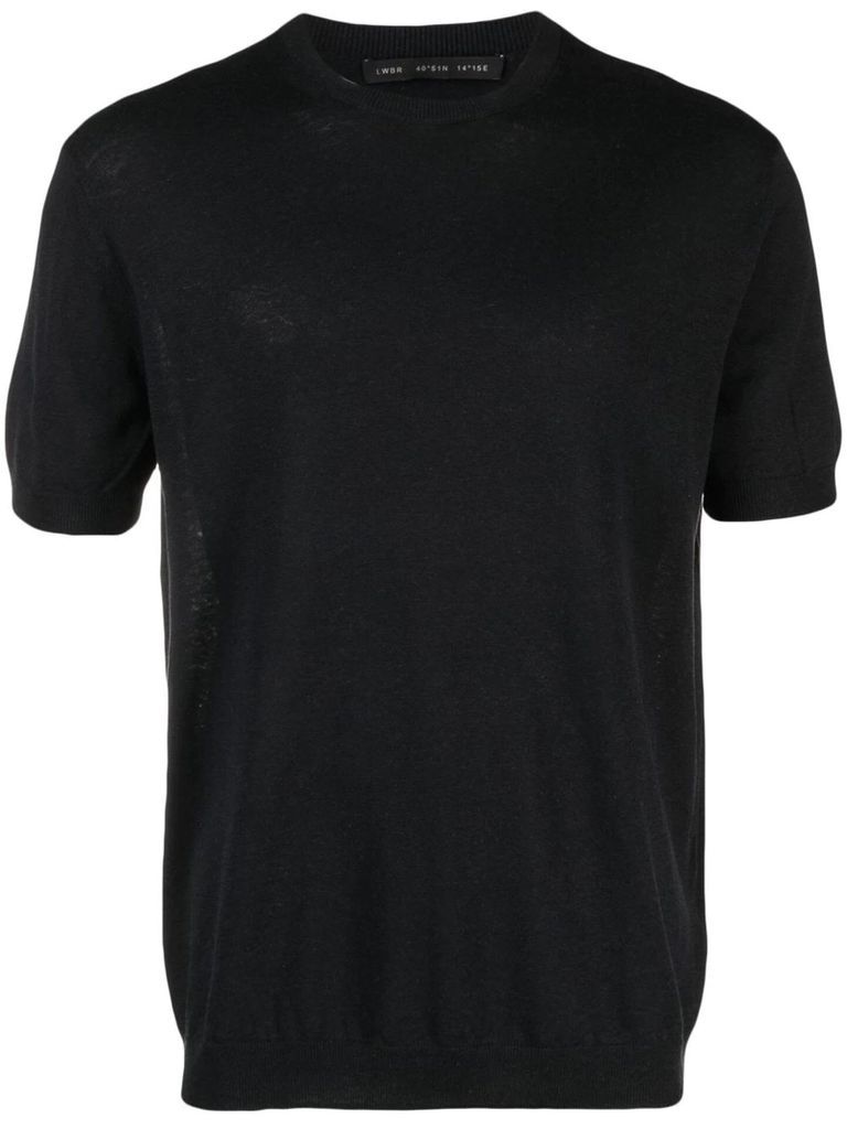 Black Silk-Linen Blend T-Shirt