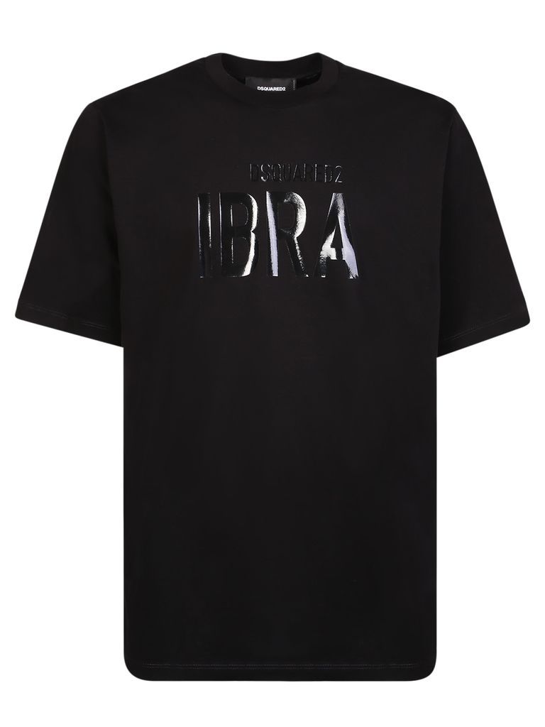 Black Ibra Print Cotton T-Shirt