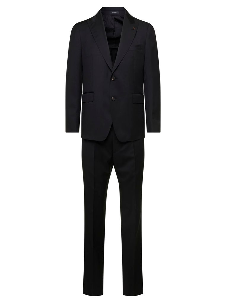 Black Single-Breasted Tailored Suit In Wool Man Tagliatore