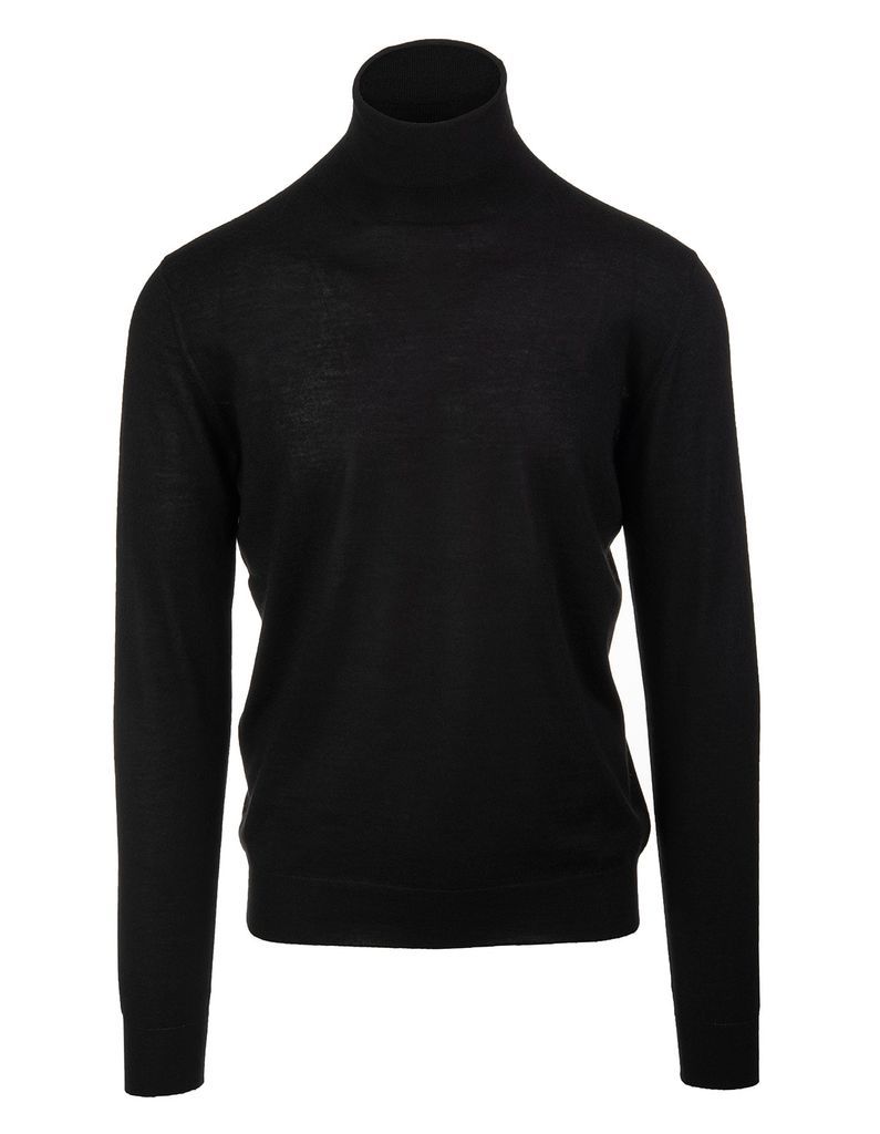 Black Turtleneck Pullover In Cashmere And Silk