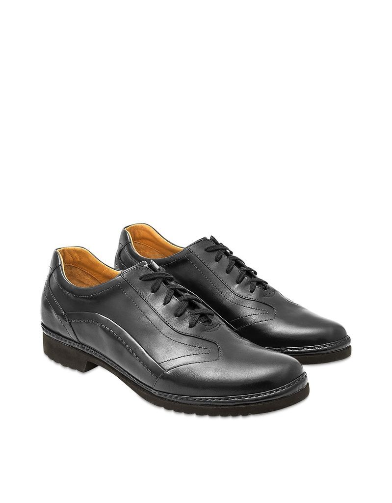 Black Italian Handmade Leather Lace-Up Shoes