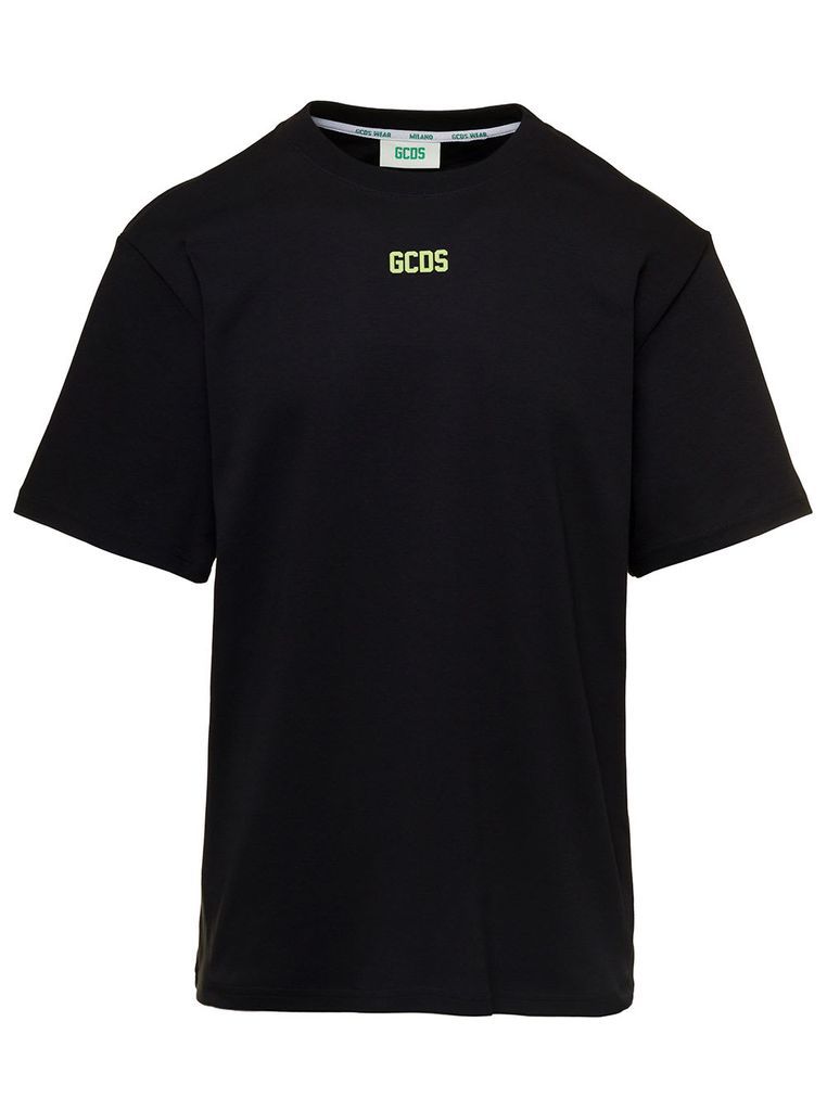 Black T-Shirt With Contrasting Logo Print On The Front In Cotton Man