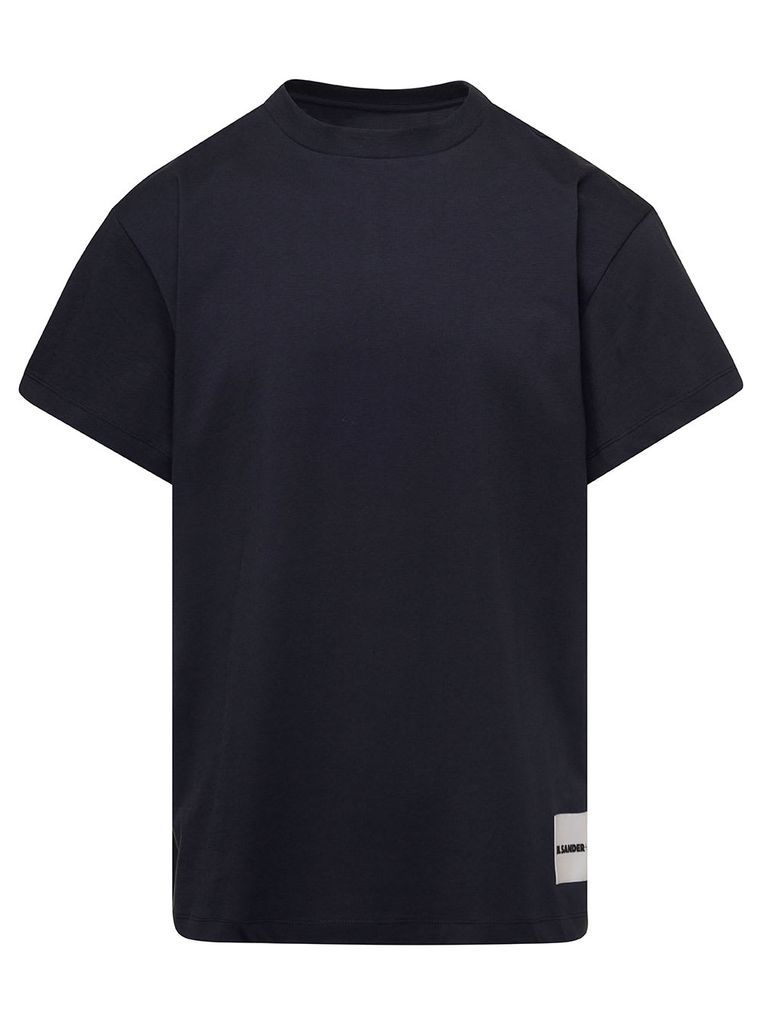 Black T-Shirt Three-Pack With Logo Patch At The Bottom In Cotton Man