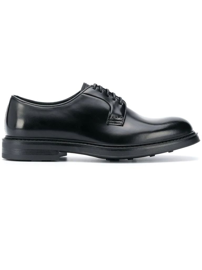 Black Leather Lace-Up Derby Shoes