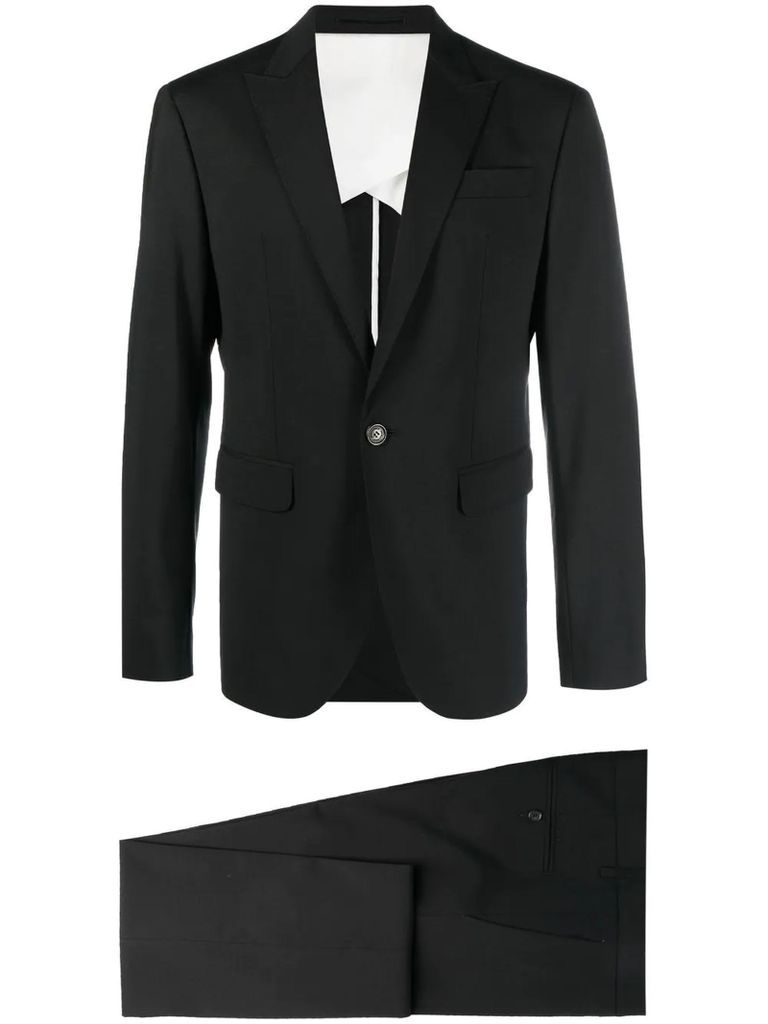 Black Virgin Wool Blend Single-Breasted Suit