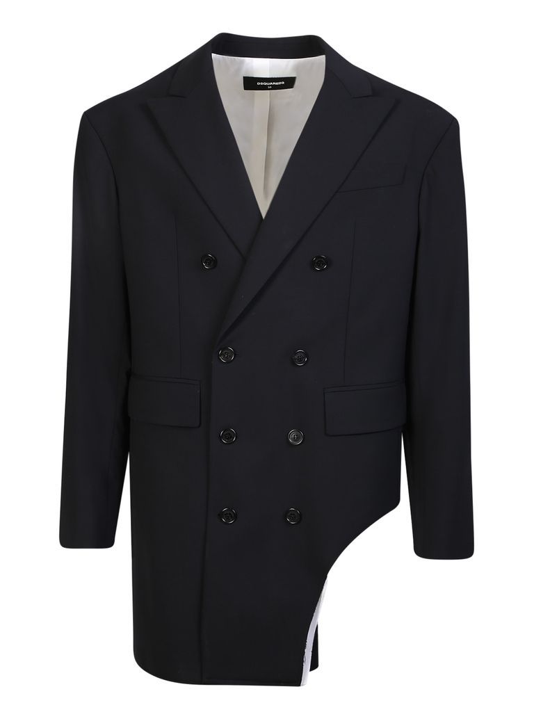 Black Raw Cut 80S Coat