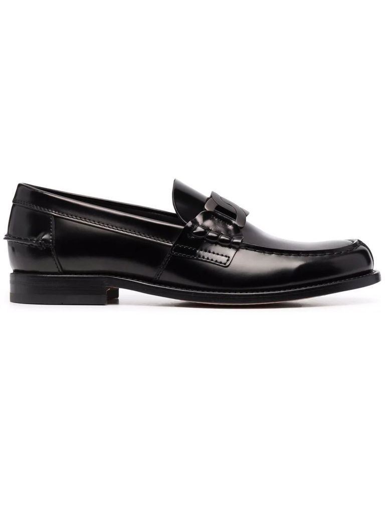 Black Semi-Shiny Leather Loafers