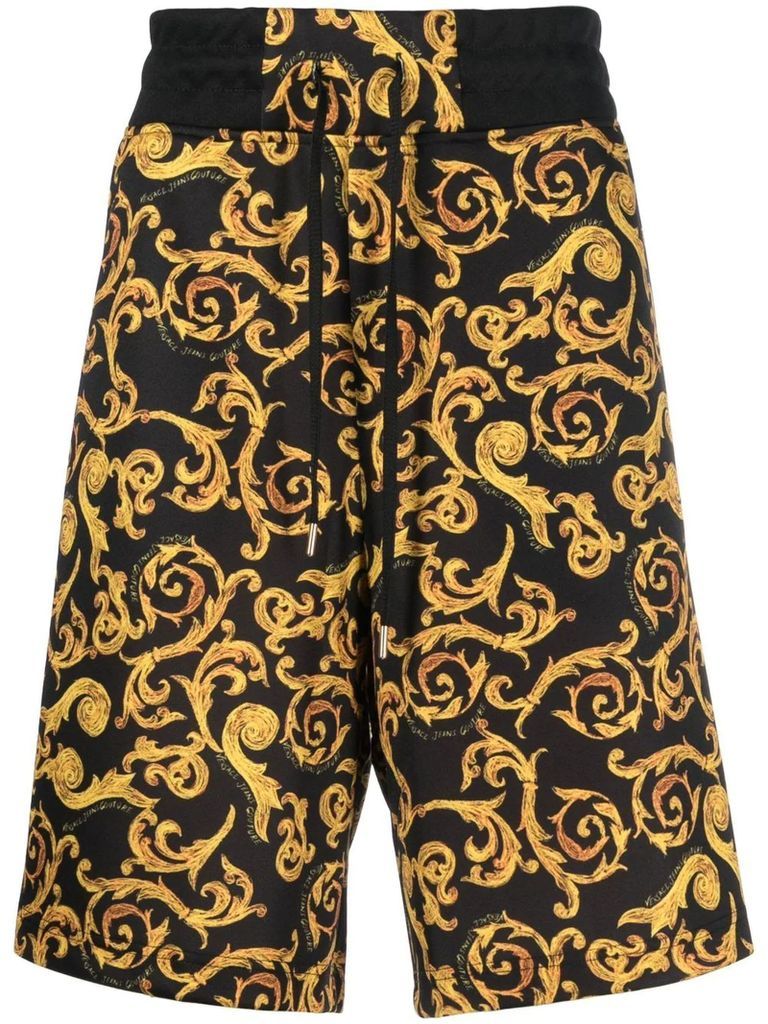 Black And Gold-Tone Knee-Length Shorts