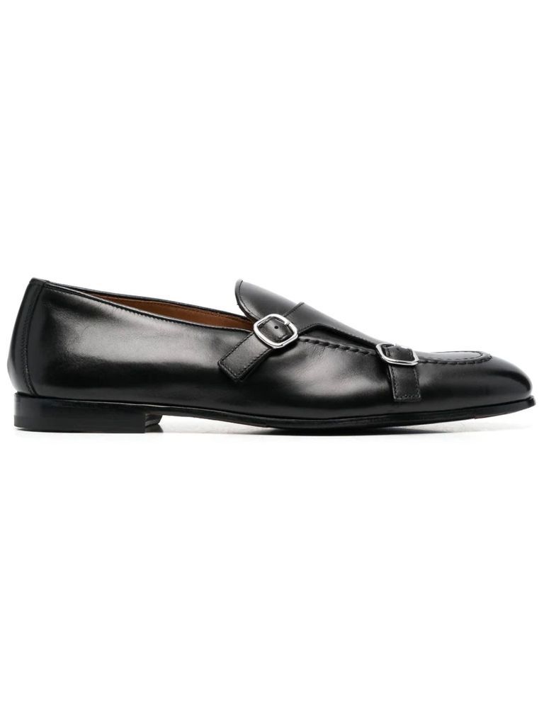 Black Calf Leather Monk Shoes