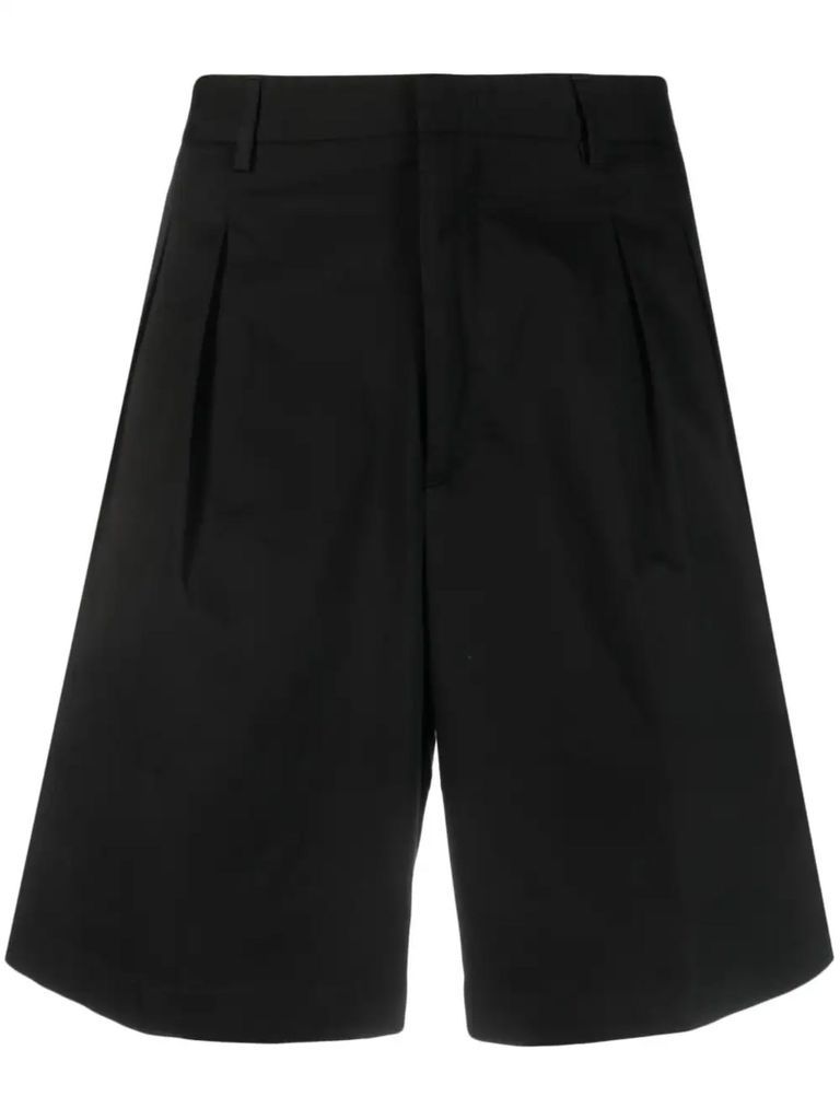 Black Cotton Blend Chino Shorts