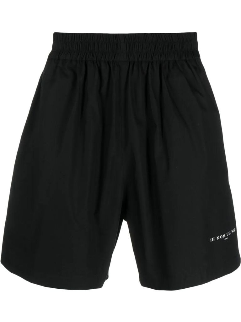Black Cotton Track Shorts