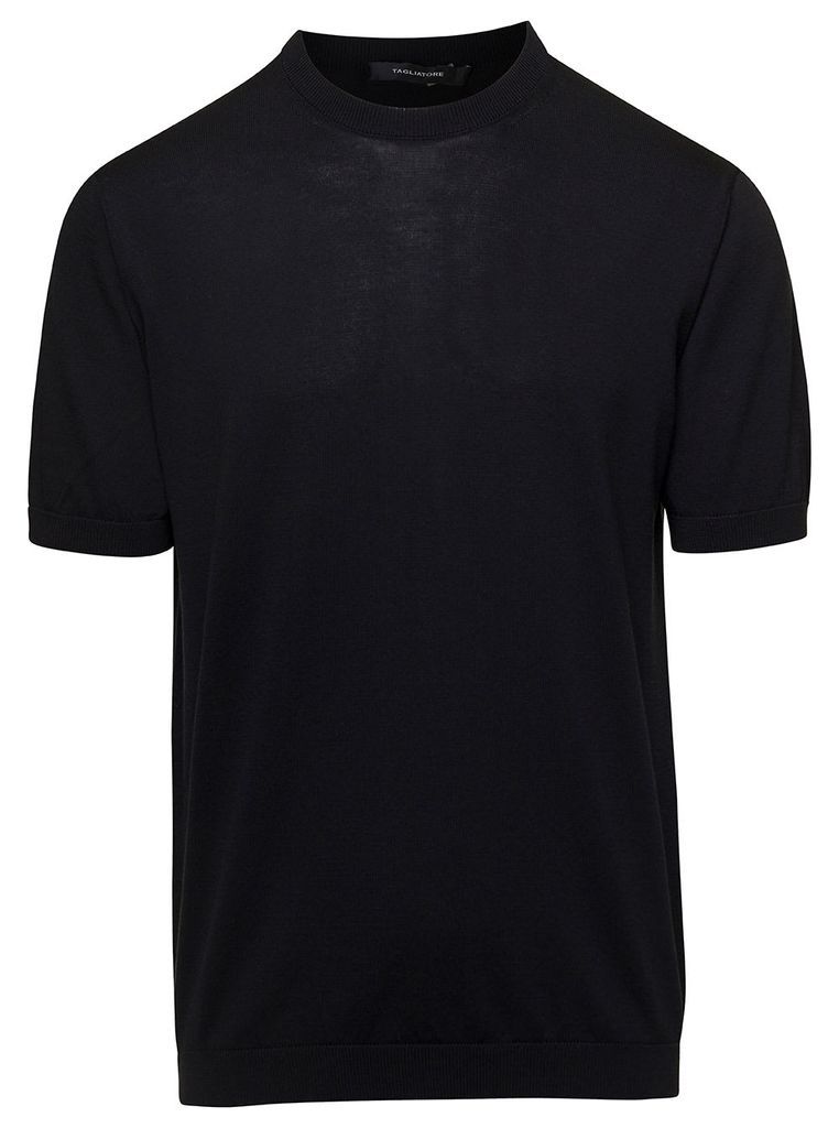 Black Crewneck T-Shirt In Cotton Man