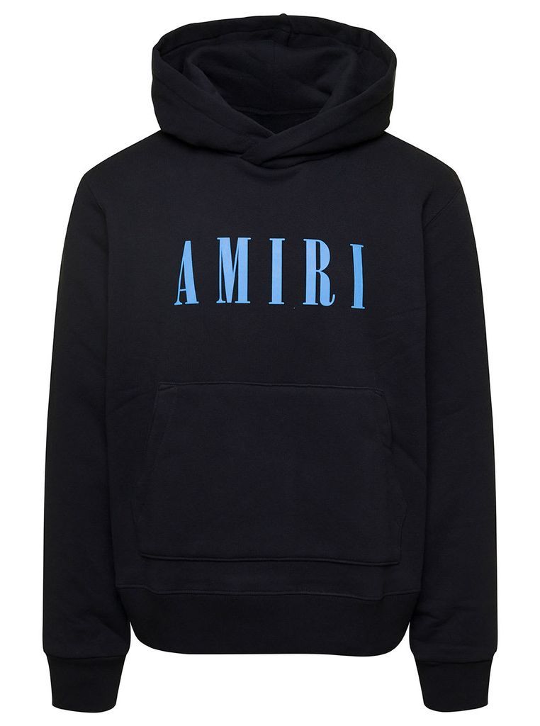 Black Hoodie With Logo Print On The Chest In Cotton Man