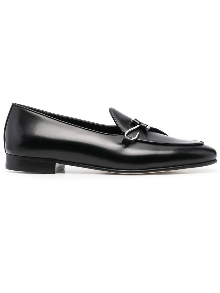 Black Leather Comporta Loafers