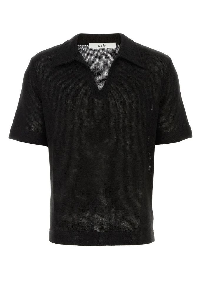 Black Linen Mate Polo Shirt