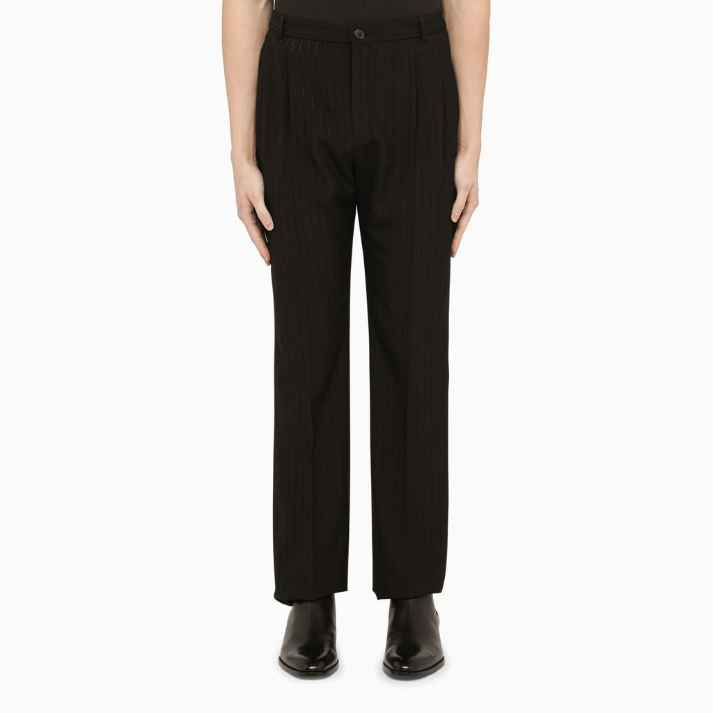 Black Pinstripe Tailored Trousers