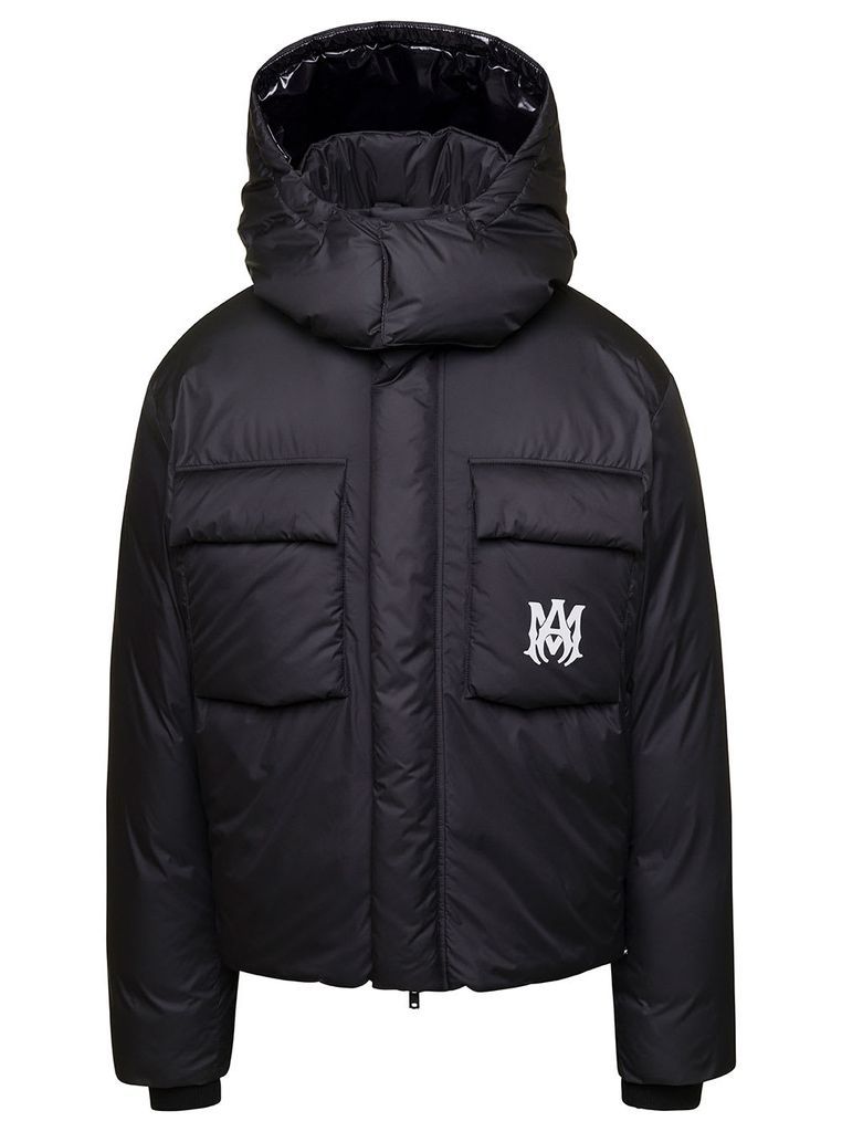 Black Reversible Puffer Jacket With Detachable Hood In Nylon Man