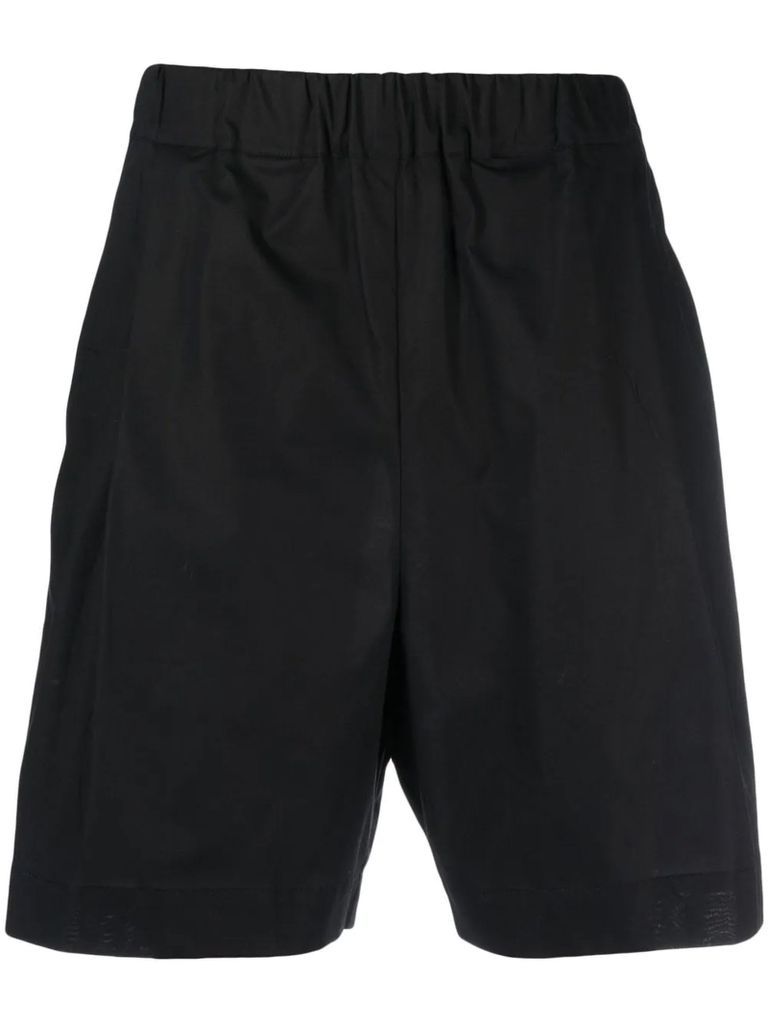 Black Stretch-Cotton Shorts