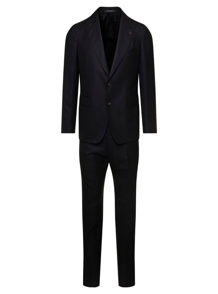 Blue Single-Breasted Tailored Suit In Wool Man Tagliatore