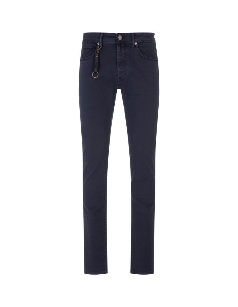 Blue Linen Slim Fit Trousers