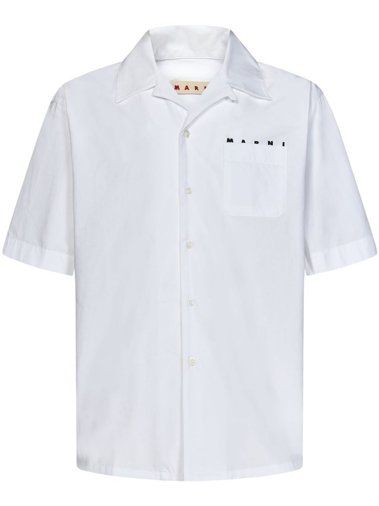 Bowling Shirt In White Yarn-Dyed Poplin