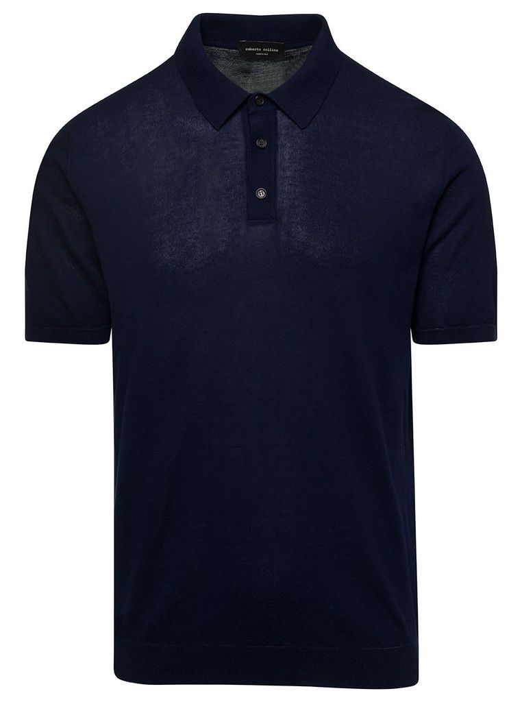 Blue Classic Polo T-Shirt In Cotton Man