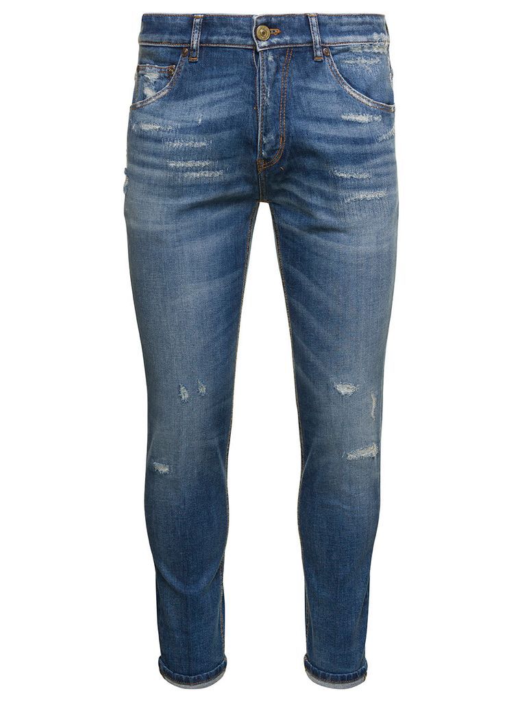 Blue Denim Reggae Comfort Jeans Distressed Effect In Cotton Man