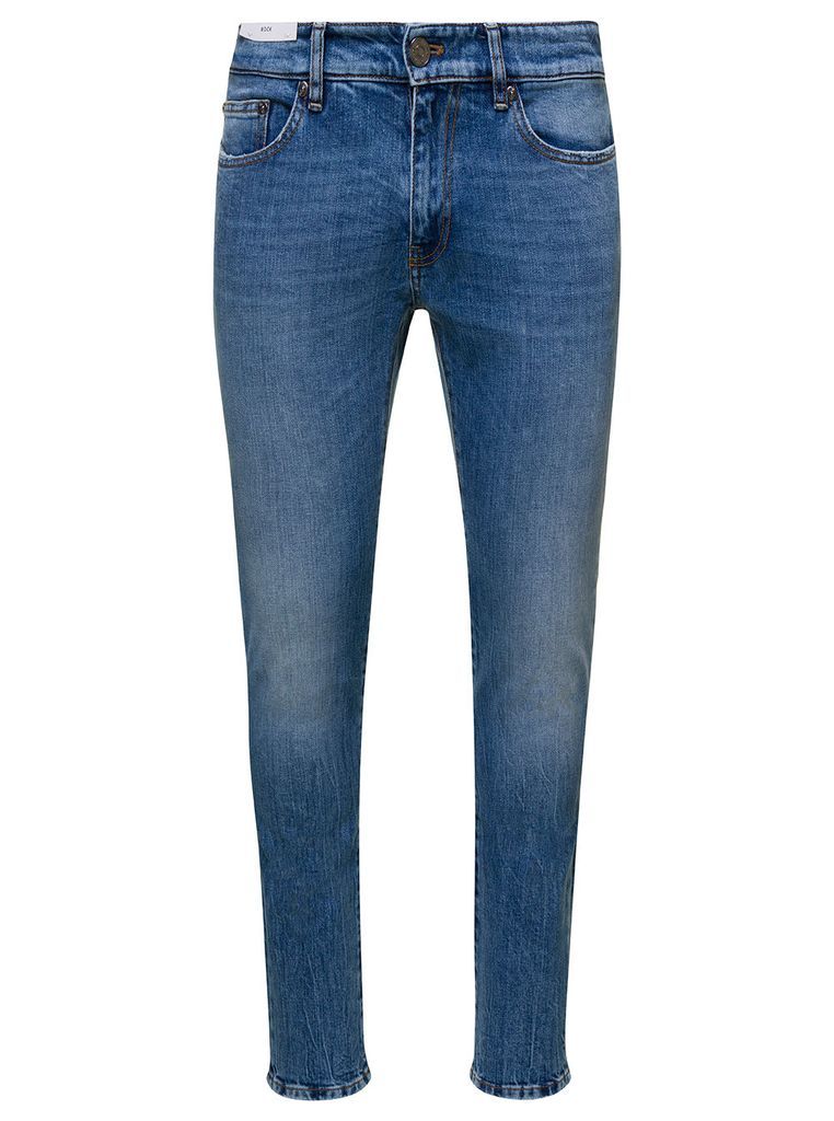 Blue Denim Rock Jeans Skinny Fit In Cotton Man