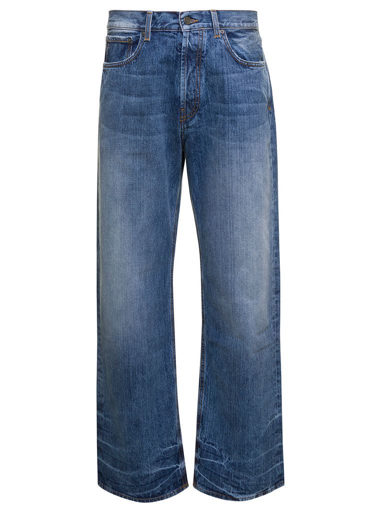 Blue Le De Nimes Suno Wide Leg Jeans In Cotton Man