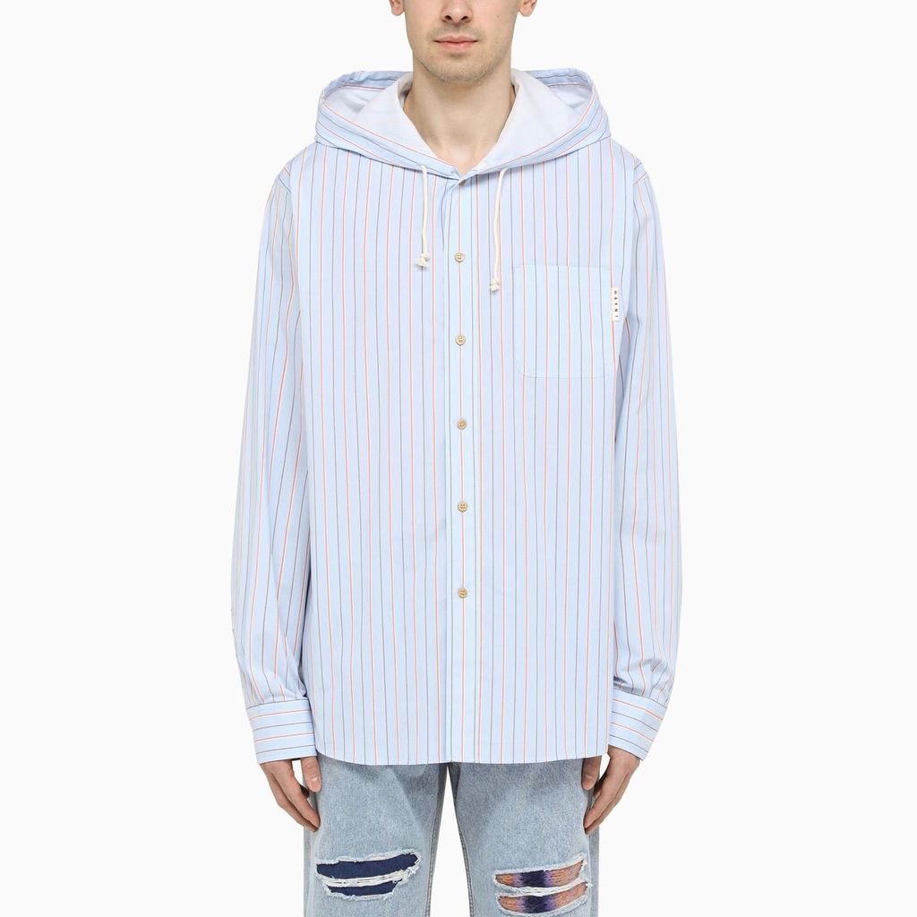 Blue Striped Shirt With Hood