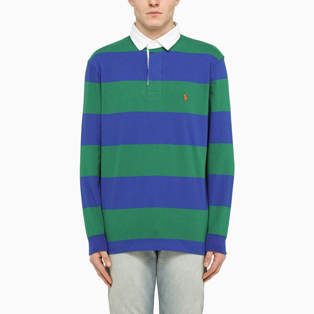 Blue/green Striped Polo Shirt