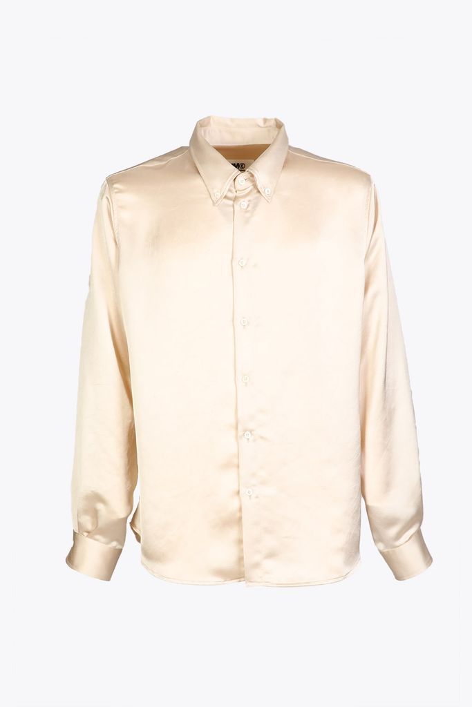 Camicia Beige Creased Satin Button-Down Shirt