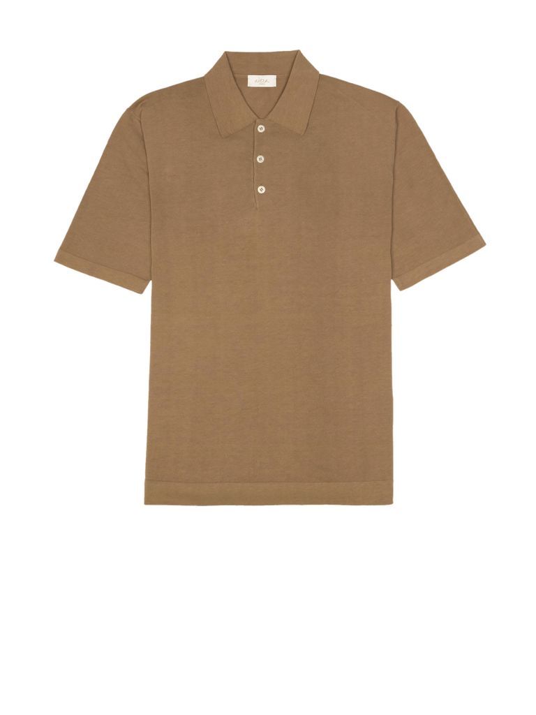 Brown Short-Sleeved Polo Shirt In Cotton