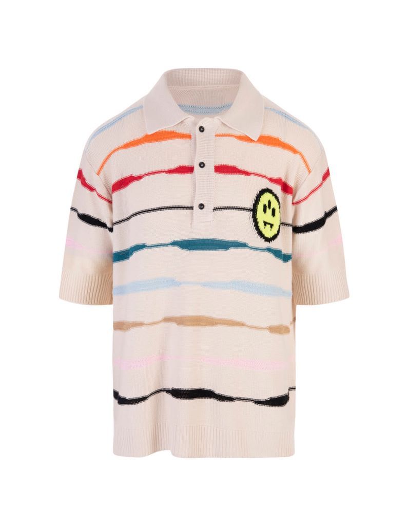 Butter Polo Shirt With Logo And Multicolour Stripes