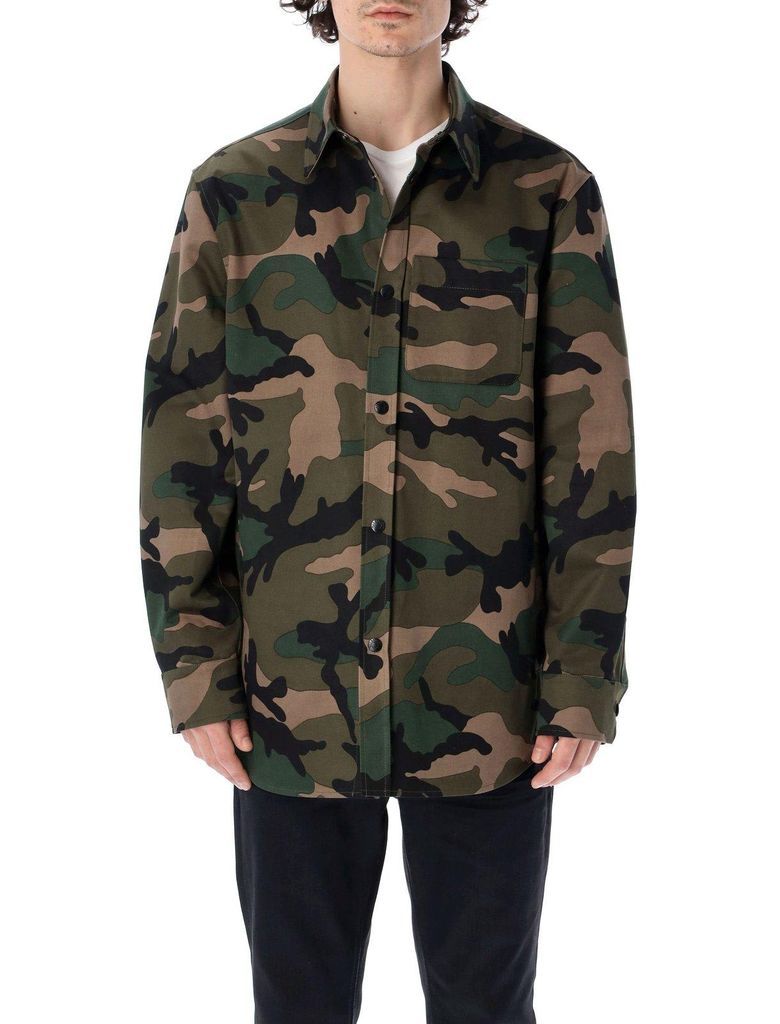 Camouflage Printed Long-Sleeved Overshirt