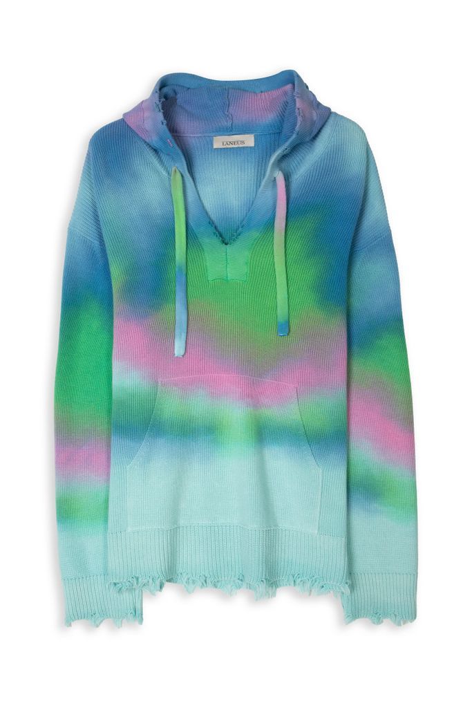 Cappuccio Multicolor Print Multicolor Tie-Dye Cotton Hooded Sweater