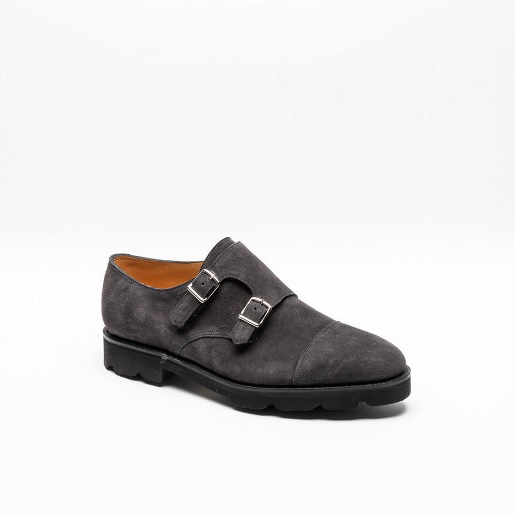Charcoal Suede Monk Strap Shoe