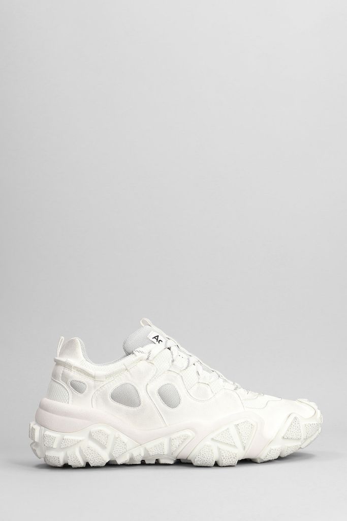 Chunky Mesh Sneakers In White Polyester
