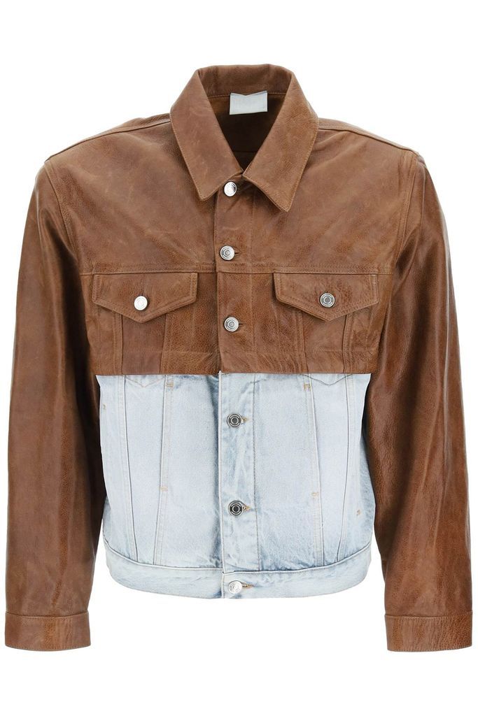 Convertible Leather And Denim Jacket