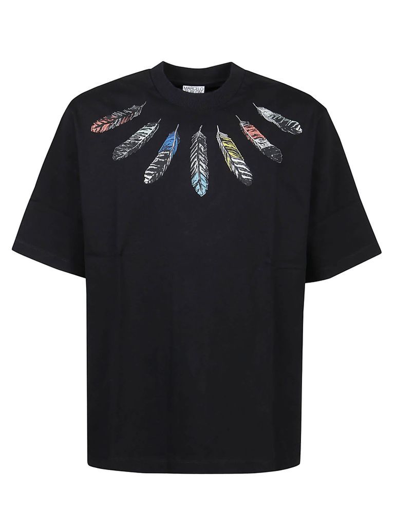 Collar Feathers Over T-Shirt