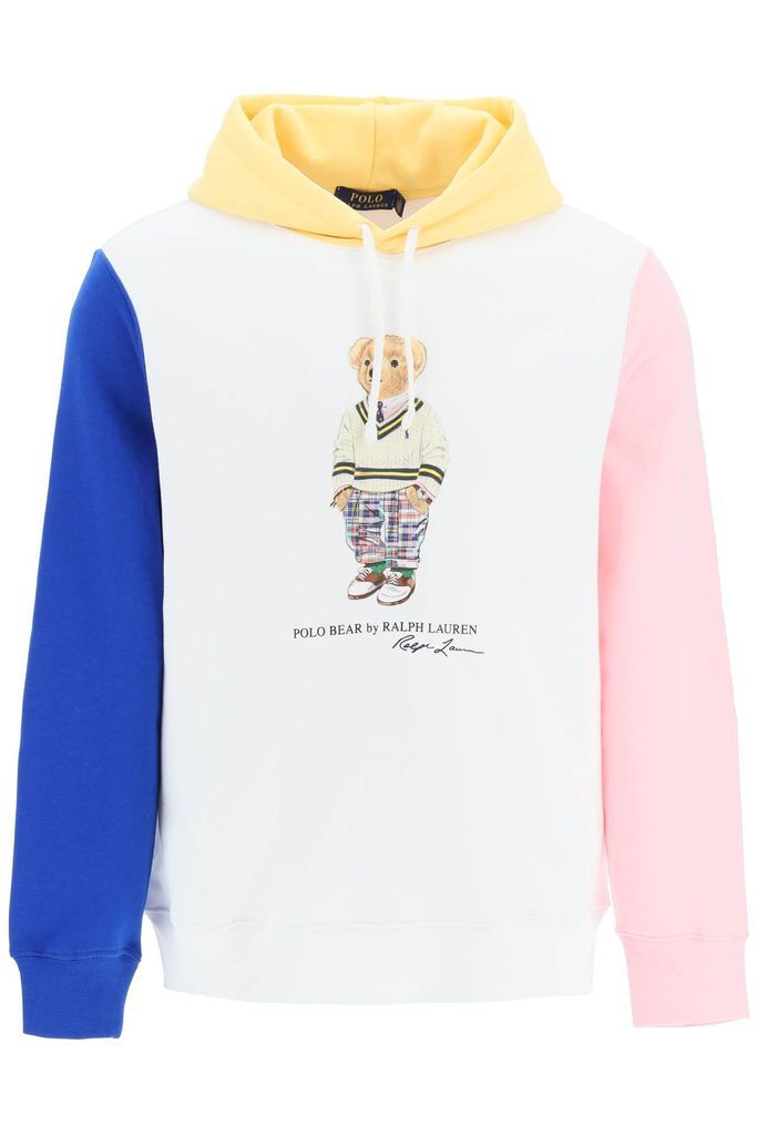 Color-Block Hoodie With Polo Bear Print