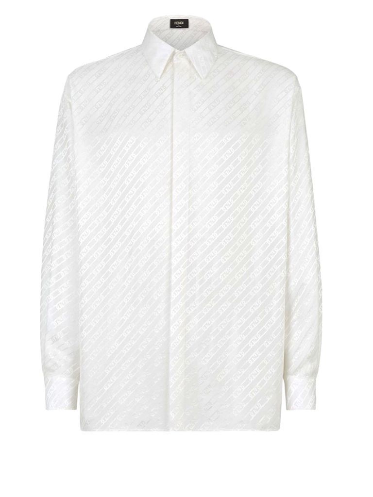 Cotton Shirt With All-Over Jacquard Motif