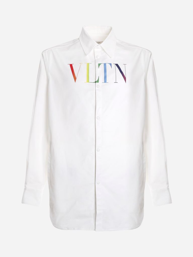 Cotton Shirt With Multicolor Vltn Print